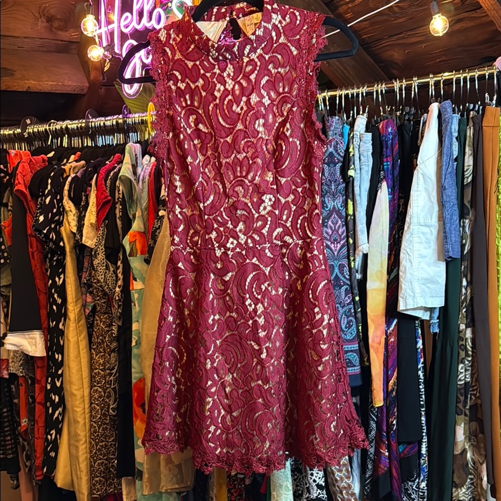 Alya Red Long Sleeve Flutter A-Line Dress